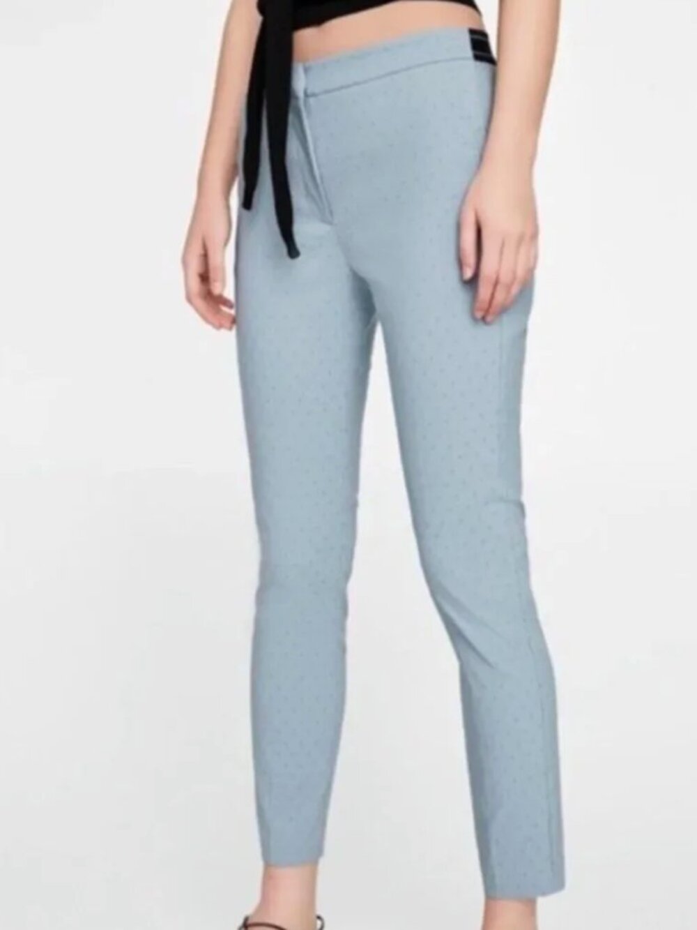 ZARA BASIC Trousers Jogger / Elastic Waist Baby Blue Cropped Ankle Tapered Pants